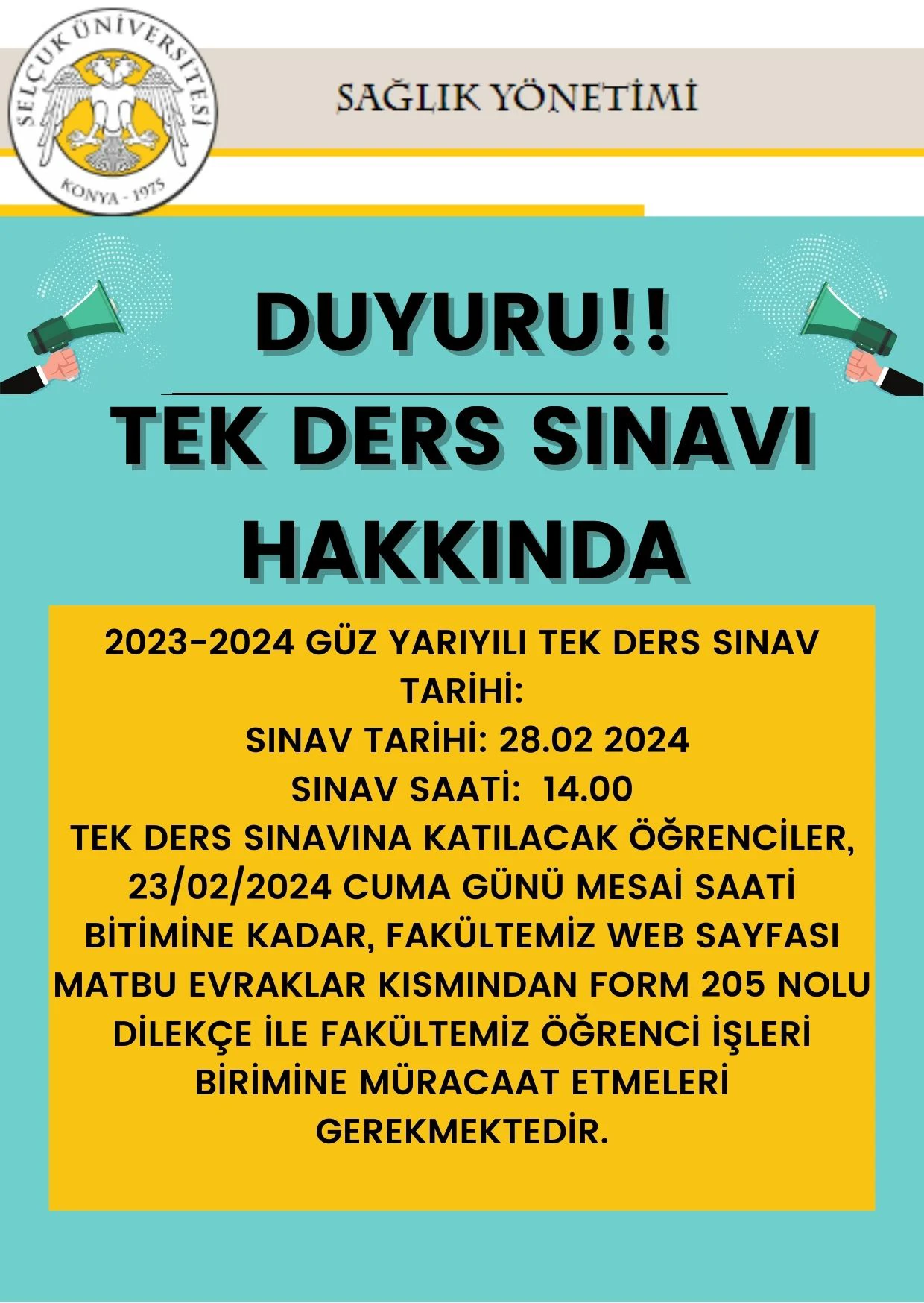 TEK DERS SINAVI HAKKINDA